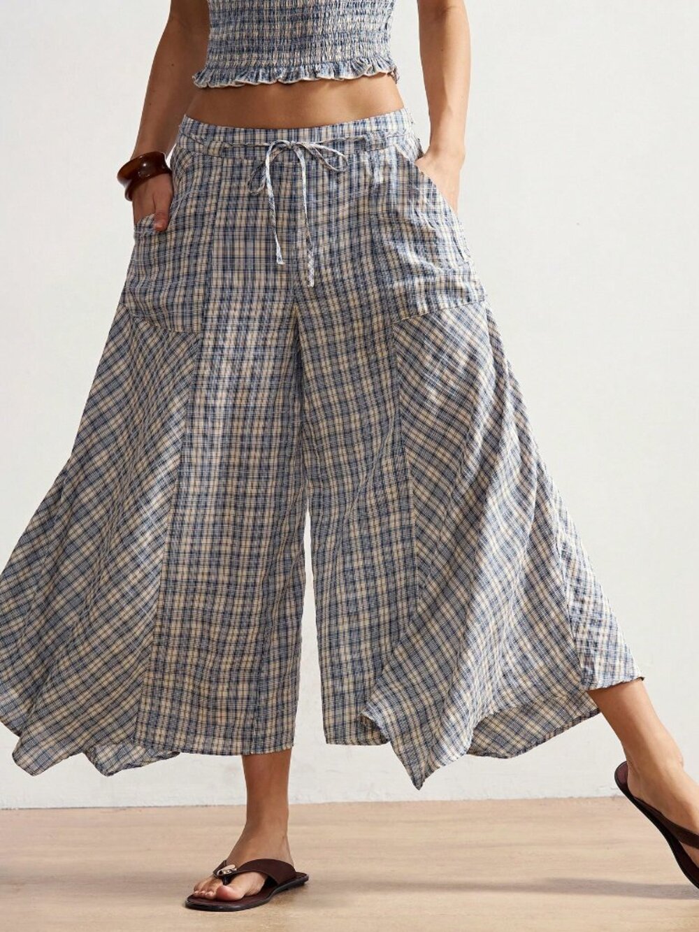 Casual Women's Boho Plaid Long Pants - Picture 4 of 10